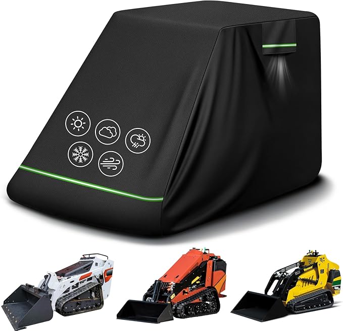 Skid Steer Loader Cover Heavy Duty Waterproof Outdoor, 110''x43''x57'' | Fits Bobcat MT100, Toro Dingo TX1000, Ditch Witch SK800, 420D with Cotton Lining Windproof Skid Steer Cover, Reflective Strip