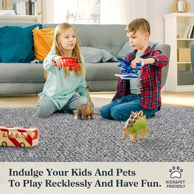 Garvee 2x6 Textured Runner Rugs for Entryway Solid Color Kitchen Rugs,Grey | Non Slip Washable Modern Neutral Stain Resistant Contemporary Weaving Non Shedding Low Pile Rug for Bedroom Bathroom