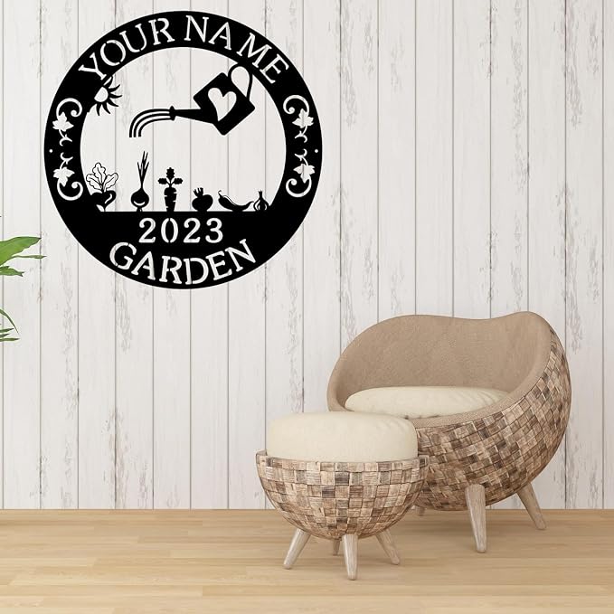CFC0121317 Customize Name Murals for Outdoor Plaques for Mothers and Grandma, Exclusive Personalized Metal Sign, Personalized Vegetable Garden Sign