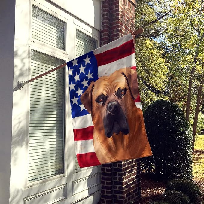 Caroline's Treasures CK6444CHF Boerboel Dog American Flag House Flag Large Porch Sleeve Pole Decorative Outside Yard Banner Artwork Wall Hanging, Polyester, House Size, Multicolor