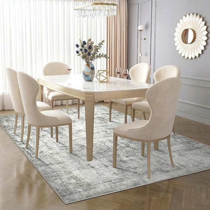 5x7 Area Rugs Washable Living Room Rug Non Slip Soft Carpets | Modern Abstract Indoor Floor Stain Resistant Carpet for Bedroom Dining Room Farmhouse Nursery Home Office Grey