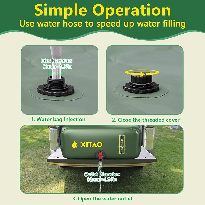XITAO Water Bladder Storage Containers, Water Tank Foldable Portable Water Storage,Water Storage Bag Containers for RV, Camping, Garden, Irrigation, Drought Resistance, Firefighting