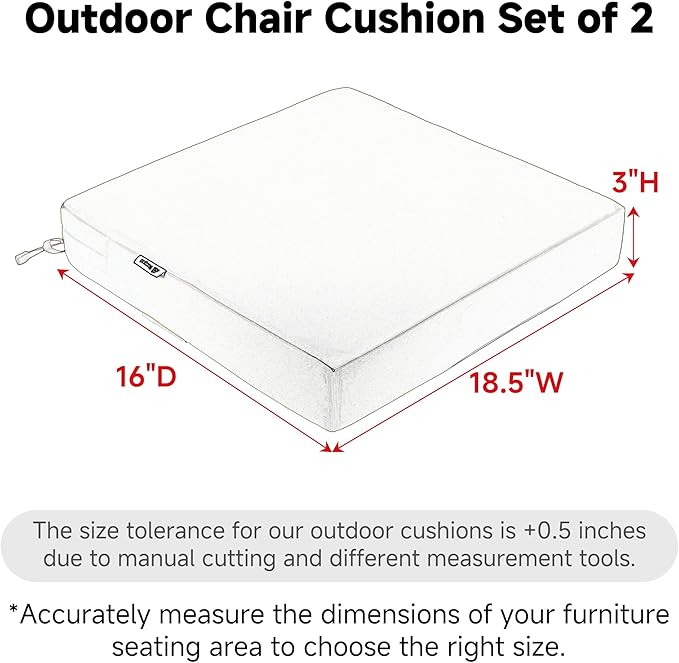 Favoyard Patio Chair Cushions 18.5 x 16 x 3 Inch Waterproof Outdoor Seat Cushions for Patio Furniture 3-Year Color Fastness Garden Sofa Couch Chair Pads with Handle & Adjustable Straps Set of 2, Spice