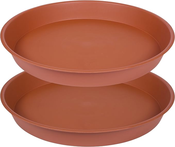 2 Pack of 8 inch Plant Saucer, Bird Bath Bowl 8 inch, Plant Dishes Saucer, Flower Plant Water Trays for Indoors, Plate for Planter 7-9" (8 inch, Terracotta)