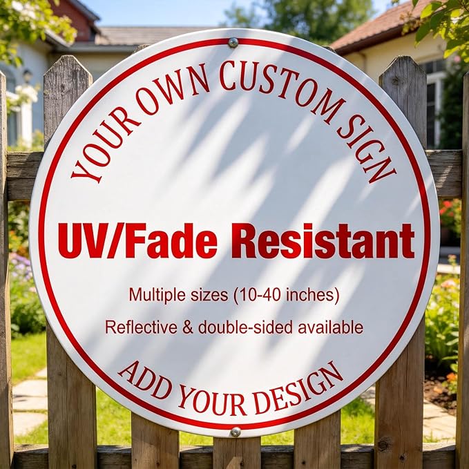 Custom Large Metal Outdoor Sign, 40x40 Inch Round Rust-Free & Weatherproof Aluminum, Reflective Option, Single/Double Sided For Art Studio Storefront