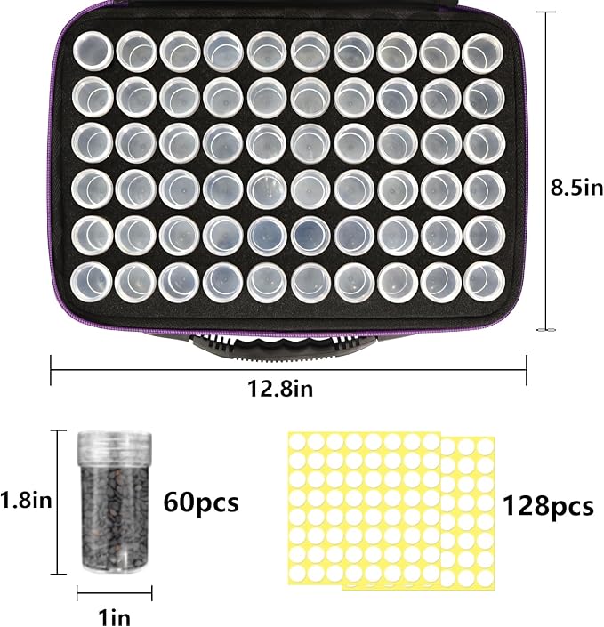 Seed Storage Organizer 60 Slots with Bottles & Envelopes, Seed Packet Storage Case for Garden Seeds, Flower Vegetable Seed Organizer with Labels, Portable Zipper Bag