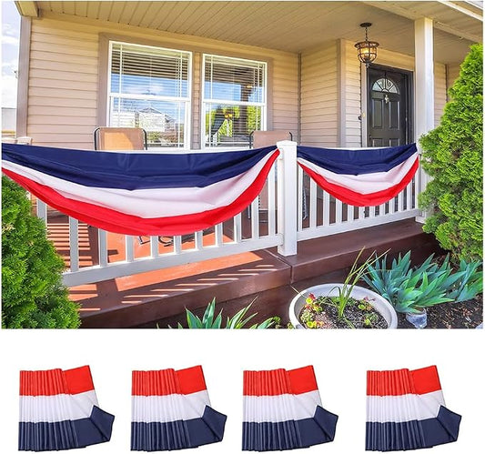 4Pack Large Patriotic Flags Memorial Days American Bunting Flag Day Red White Blue Stripe Bunting for US Celebration Labor Day,Veterans Day 4th of July Decorations Home Garden Outdoor -24x240Inch