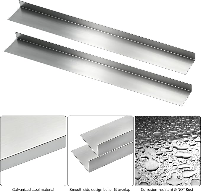 4FT Roof Rain Diverter, Galvanized Steel Roofing Rainwater Diverter for House Shingle, Gutter Guards with Nails to Protect Roof, 4 Packs