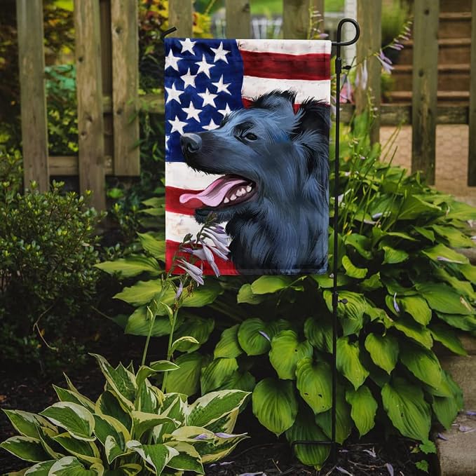 Caroline's Treasures CK6497GF Croatian Sheepdog Dog American Flag Garden Flag Mailbox Flag Decorative Yard Flag Banner Outside Patio Artwork Yard Flower Beds, Garden Size, Multicolor
