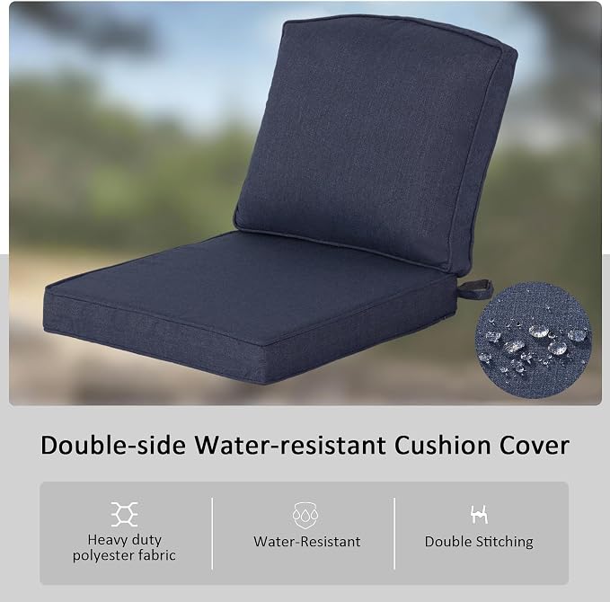 20"x21.5" Outdoor Deep Seat Patio Cushions Set of 2, Outdoor Chair Cushions Bottom Resilient Foam Filling Water-Resistant UV Resistant Weather Resistant with YKK Zippers,Sky