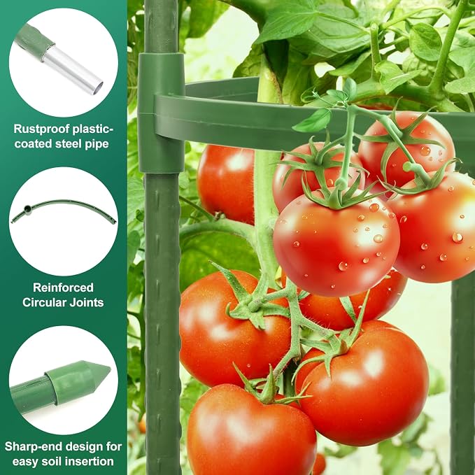 Tomato Cages for Garden,4 Pack 50in Tall Tomato Plant Support Stakes Adjustable Heavy Duty Steel Plant Tower Stakes, Updated Cucumber Trellis Garden Cages for Climbing Plants Vegetable Flowers
