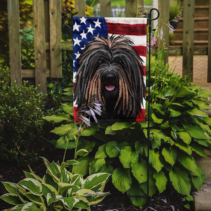 Caroline's Treasures CK6666GF Puli Dog American Flag Garden Flag Mailbox Flag Decorative Yard Flag Banner Outside Patio Artwork Yard Flower Beds, Garden Size, Multicolor