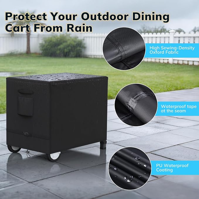 Outdoor Prep Table Cover, Waterproof Outdoor Dining Cart Cover, Heavy Duty Oxford Fabric for Outdoor Storage Cabinet and Utility Cart, 40"L×24"D×35"H, Black