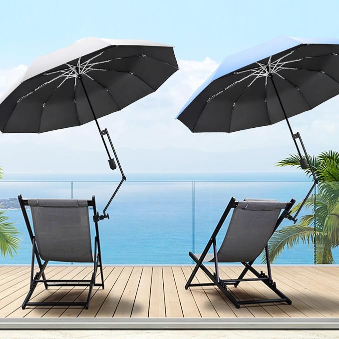 XLINGZA UPF 50+ Beach Umbrella with Adjustable Universal Clamp
