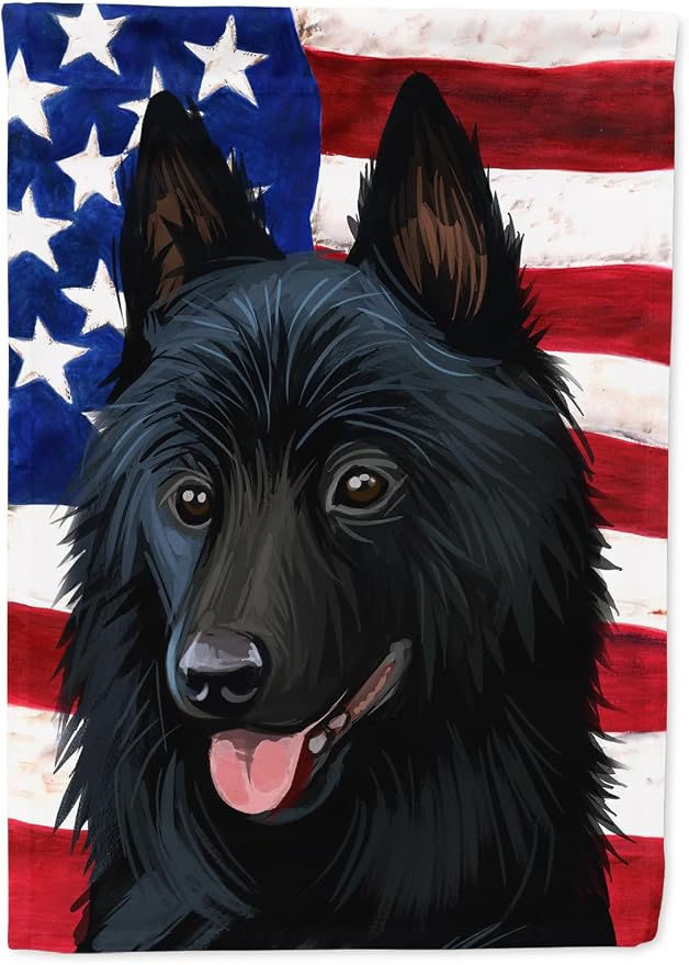 Caroline's Treasures CK6692GF Schipperke Dog American Flag Garden Flag Mailbox Flag Decorative Yard Flag Banner Outside Patio Artwork Yard Flower Beds, Garden Size, Multicolor