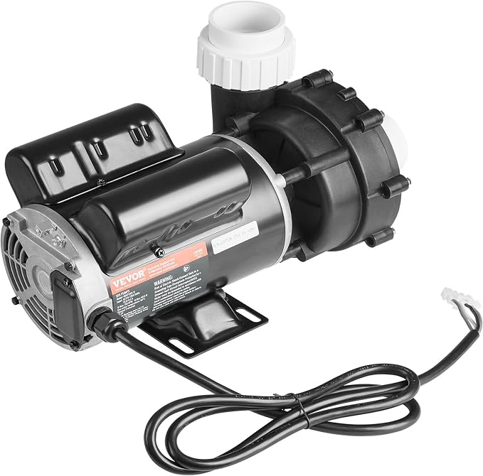 VEVOR 2 Speed SPA Pump, 48-Frame, AC 110-120V Hot Tub SPA Pump, 1.5 HP / 150 GPM / 42.65 ft High Speed or 0.46 HP / 70 GPM / 9.18 ft Low Speed, 2'' Port 90° Rotational Interface for Hot Tub