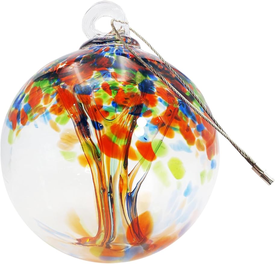 Dale Tiffany Hand Blown Glass, 4" Diameter Royal, Tree of Life Collection, Witch Globe Hanging Garden Indoor/Outdoor Decorative Ornament Gazing Ball