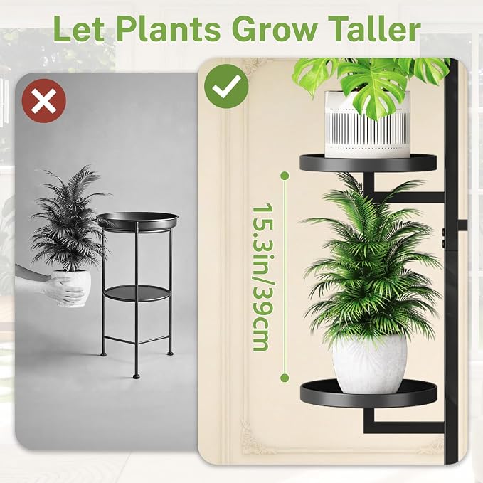 iDavosic.ly 4 Tier Plant Stand Indoor with Grow Light, Tiered Corner Multiple Flower Pot Holder Shelf, Metal Tall Display Rack for Patio Porch Living Room Bedroom, Black