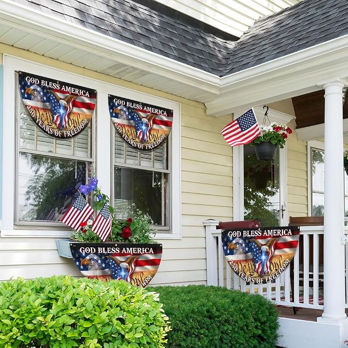 FLAGWIX American Patriotic 1776 2026 Freedom Fan Flag - Polyester Double-sided Yard Flags For Outside 3x6 ft - 4th of July Decorations for Home Yard Garden Decor Banner, Gifts For Men Women