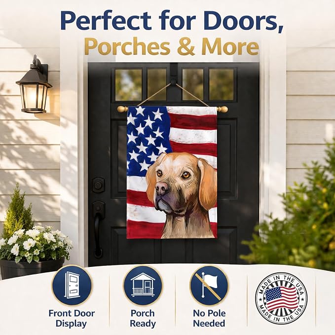Caroline's Treasures CK6660CHF Portuguese Pointer Dog American Flag House Flag Large Porch Sleeve Pole Decorative Outside Yard Banner Artwork Wall Hanging, Polyester, House Size, Multicolor
