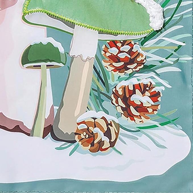 Evergreen Flag Woodland Winter Mushroom Welcome Garden Flags 12x18 Double Sided, Small Garden Flags for Outside, Christmas Garden Flag, Winter Yard Flags Outdoor Decoration