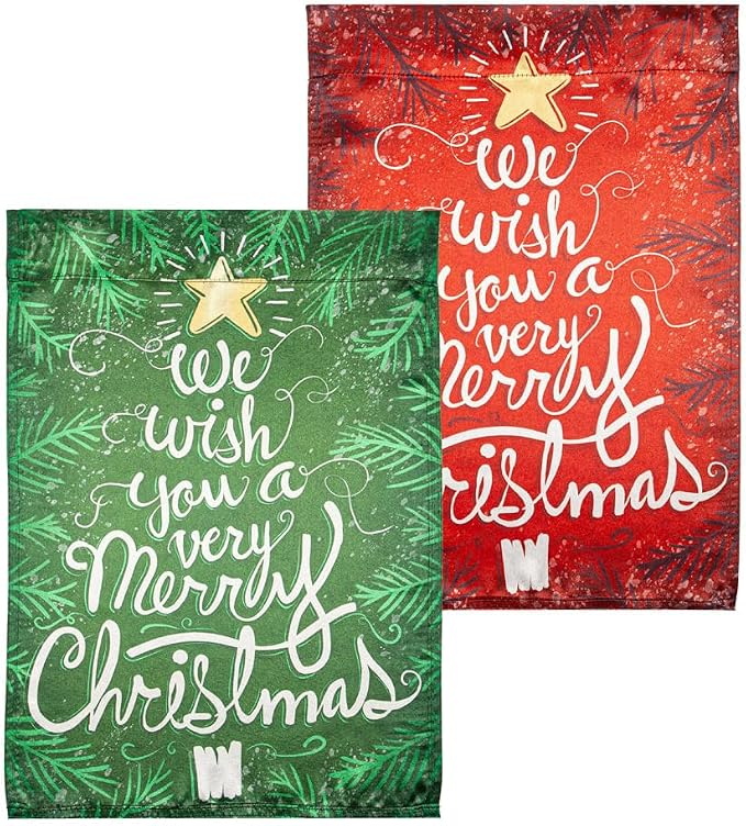 We Wish You a Merry Christmas Lustre Reversible Garden Flag