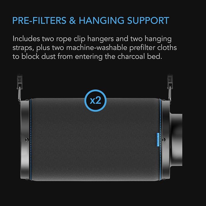 AC Infinity Air Carbon Filter 6 " with Premium Australian Virgin Charcoal. | For Inline Duct Fan, Odor Control, Hydroponics, Grow Rooms