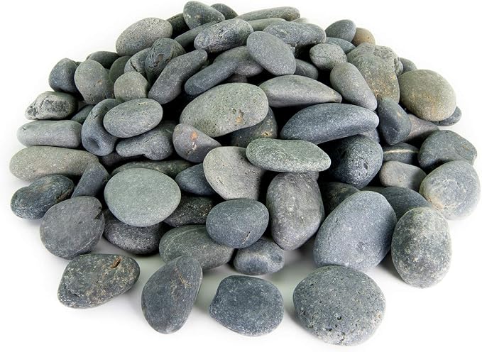 Mexican Beach Pebbles | 40 Pounds of Smooth Unpolished Stones | Hand-Picked, Premium Pebbles for Garden and Landscape Design | Black, 1/2 Inch - 1 Inch