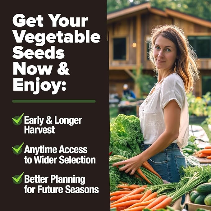 HOME GROWN 15 Variety Survival Seed Vault 8,800+ Heirloom Non-GMO Vegetable Seeds for Planting, High Germination, Complete Garden Starter Kit, Prepper Survival Gear, Indoor Outdoor
