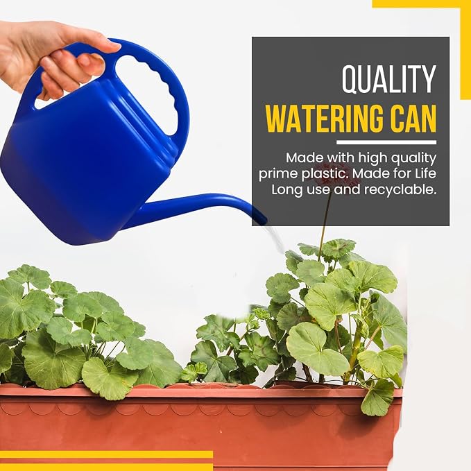 KP KOOL PRODUCTS One Gallon Blue Watering Can – Durable Plastic Indoor & Outdoor Plant Waterer – Lightweight Garden Tool with Easy Pour Spout – Ideal for Flowers, Herbs, Lawns & Houseplants – 1 Pack