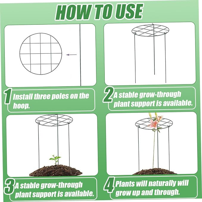 Peonies Support Cages, 6 Pack Peony Cages and Supports 30x40cm Plant Cages for Outdoor Plants Tomato Plant Support Plant Brace Flower Support Rings Hoops for Rose, Orchids