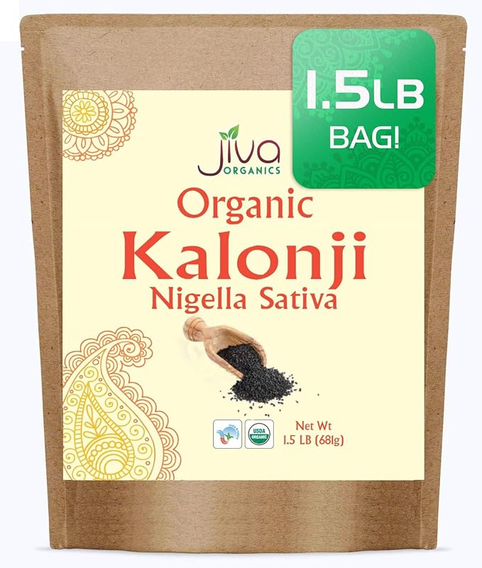Organic Kalonji Seeds 1.5 LB - Whole Black Seed, Nigella Sativa, Black Cumin - from Jiva Organics