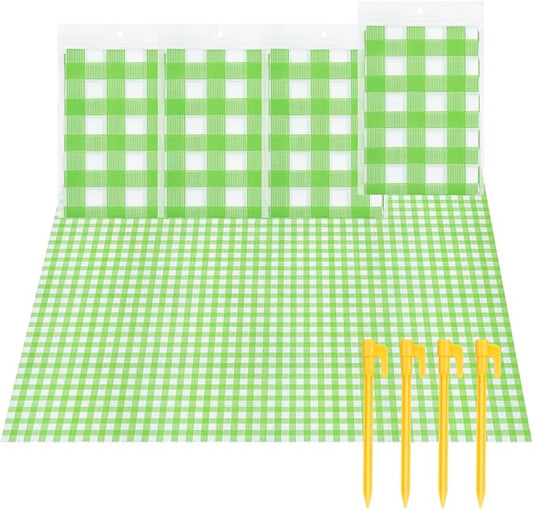 4 Pcs Disposable Outdoor Picnic Blankets 70.9''x70.9'' Portable Pocket Blanket Foldable Waterproof Picnic Mats Sandproof Beach Blanket with Ground Spikes for Beach Travel Hiking Camping