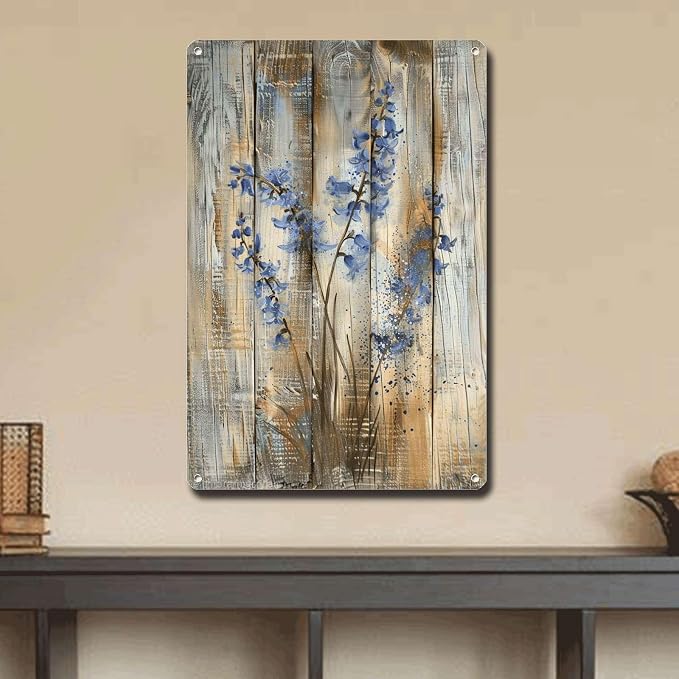 Metal Sign Tin Sign Vintage Wall Art Antique Enchantment Bluebell Tin Sign for Shabby Chic Interiors Rustic Elegance and Corrosion Resistant Aluminum Bar Signs for Home Bar for Pub 12×16 Inches