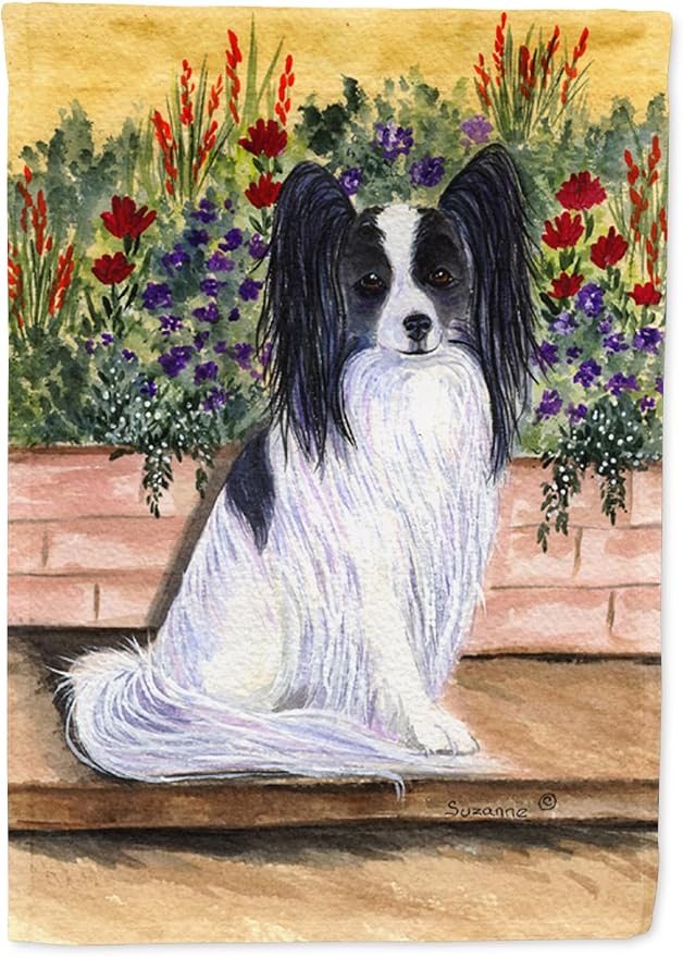 Caroline's Treasures SS8210GF Papillon Garden Flag Mailbox Flag Decorative Yard Flag Banner Outside Patio Artwork Yard Flower Beds, Garden Size, Multicolor