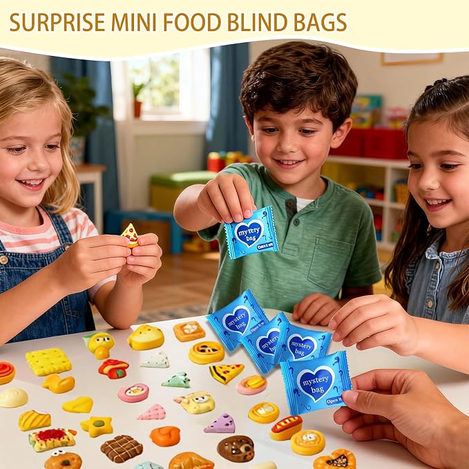 Mini Glow In The Dark Animal Resin Models, Resin Animals Mystery Bags, Individually Wrapped Blind Bags Tiny Animal Figurines, Collectible Mini Animals For Fairy Garden, DIY Crafts (50, Food)