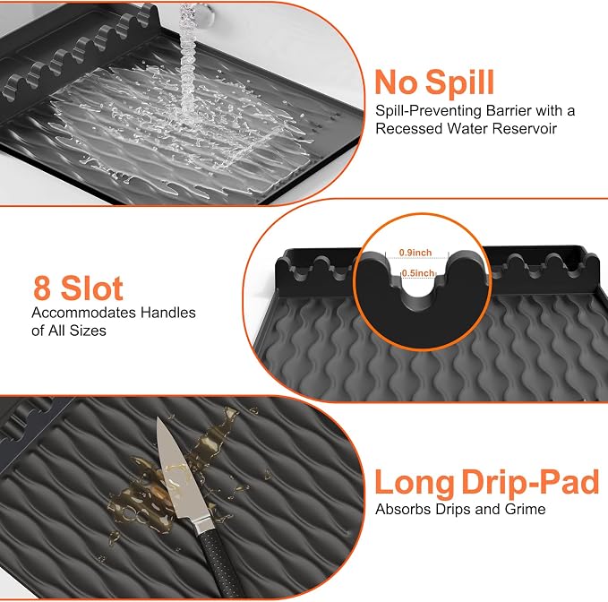 Blackstone Griddle Silicone Grill Mat, Food-Grade Heat-Resistant Drip Pad & Spatula Mat for Blackstone/Weber/Traeger/Pit Boss Grills, Kitchen Counter Protector, BBQ Accessories Gift