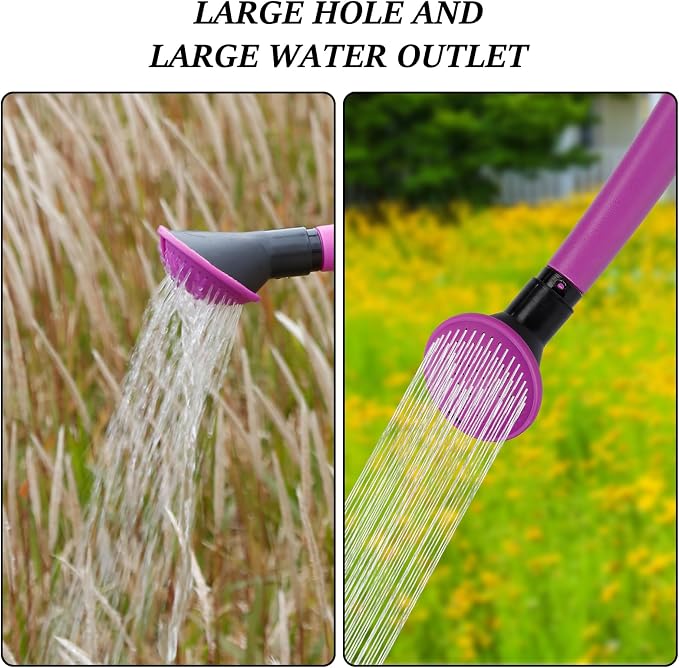 4L Foldable Watering Can with Rotating Nozzle & Long Spout for Plants, Indoor Outdoor Gardening, Clear Plastic-Purple
