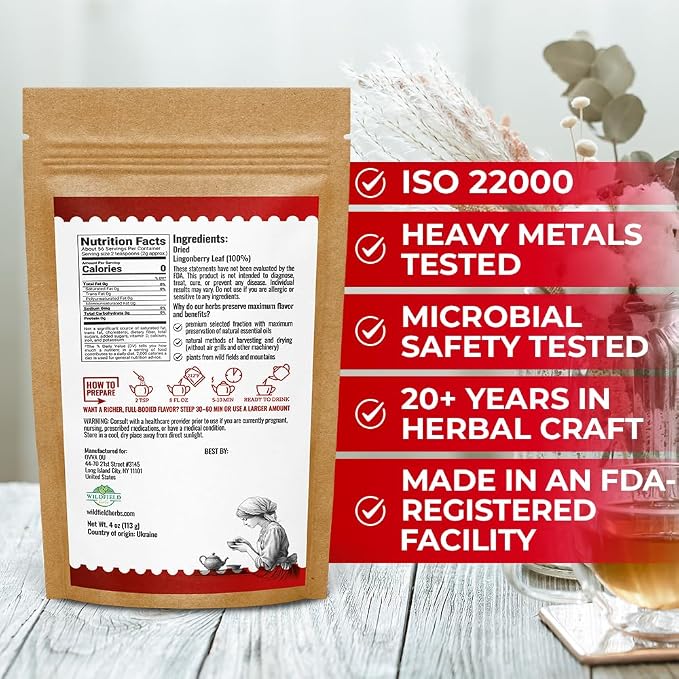4 oz. Dried Cowberry Lingonberry Leaves Herbal Tea (Folium Vitis Idaea L.) - 113g Cowberry Leaf Herb Tea Hojas De Arándano Rojo (Arándano)