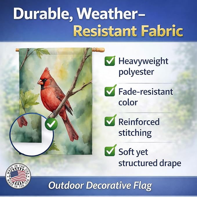 Caroline's Treasures West Virginia Northern CardInal House Flag Large Porch Sleeve Pole Decorative Outside Yard Banner Artwork Wall Hanging, Polyester, House Size, Multicolor
