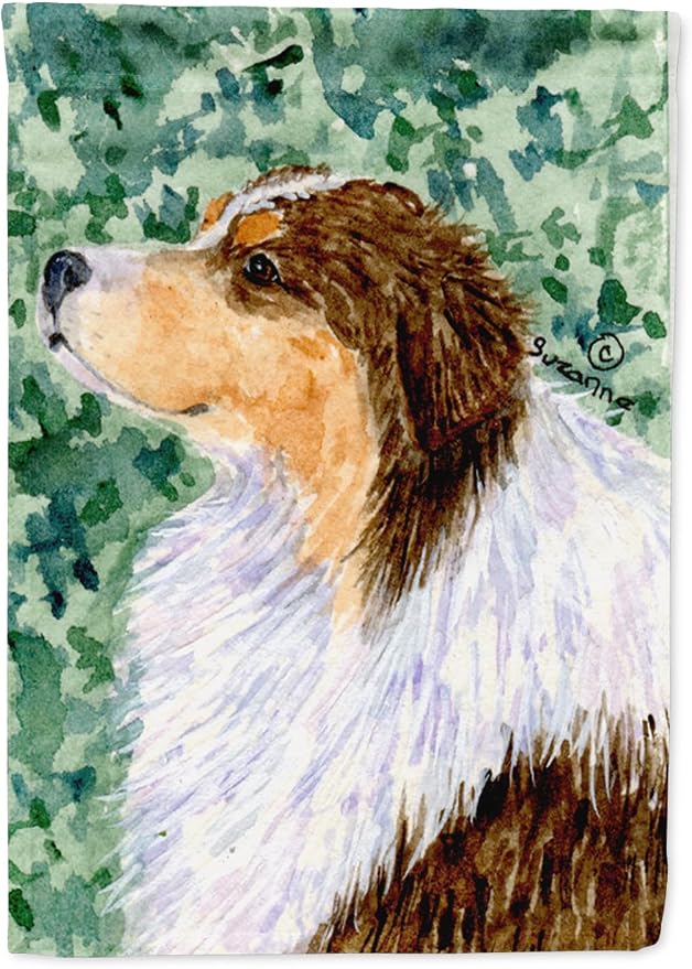 Caroline's Treasures SS8738GF Australian Shepherd Garden Flag Mailbox Flag Decorative Yard Flag Banner Outside Patio Artwork Yard Flower Beds, Garden Size, Multicolor