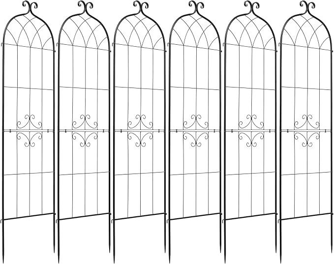 VEVOR 6 Packs Metal Garden Trellis for Climbing Plants Outdoor 71x20in, Rustproof Plant Tall Trellis for Rose Vine Flowers and Vegetables