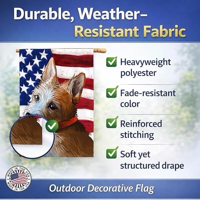 Caroline's Treasures CK6659CHF Portuguese Podengo Dog American Flag House Flag Large Porch Sleeve Pole Decorative Outside Yard Banner Artwork Wall Hanging, Polyester, House Size, Multicolor