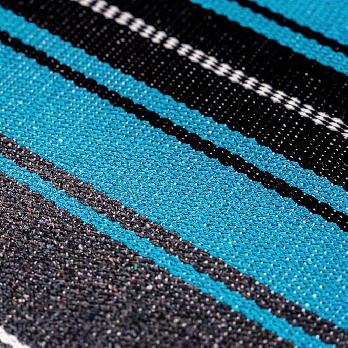 Airooglee 69" L x 51" W Large Mexican Blanket - Perfect as Yoga Blanket, Outdoor Blanket, Beach Blanket, Serape Blanket, Picnic Blanket, Camping Blanket, Woven Blanket, Boho Home Décor - Blue-Green