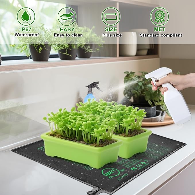 Seedling Heat Mat 20" x 20.75" Warm Hydroponic Plant for Indoor Gardening Germination Starting, Waterproof Durable