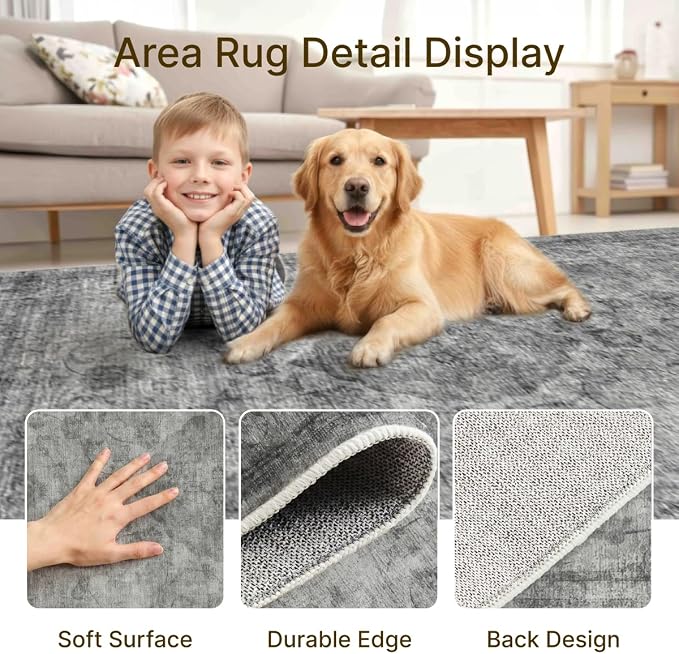 2x3 Area Rug Washable Vintage: Non Slip Throw Rugs for Entryway | Indoor Door Mat for Kitchen Soft Low Pile Thin Small Carpet for Hallway Bedroom Dining Room Home Office Decor