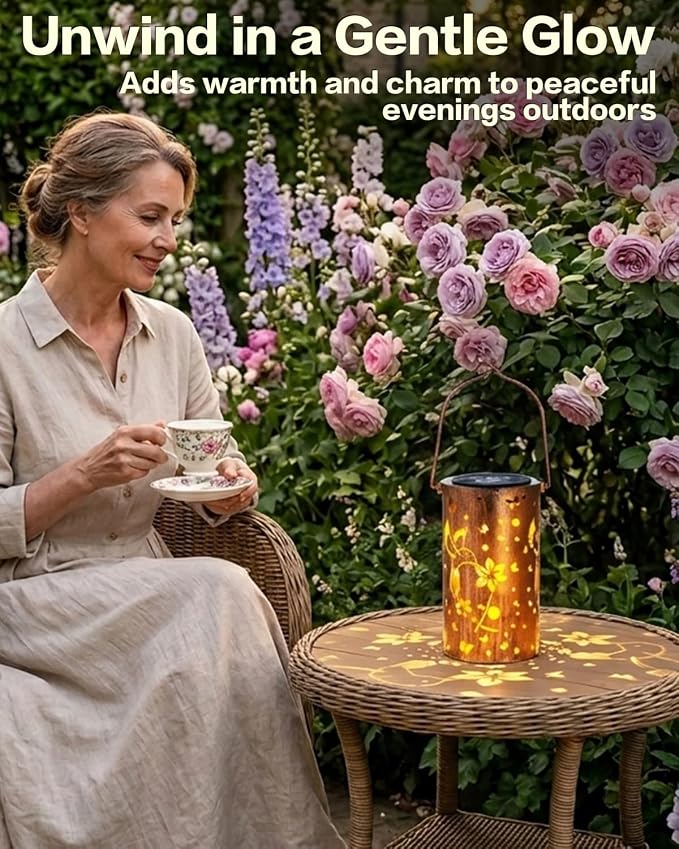 DIBIEECN 4 Pack Hummingbird Solar Lanterns Outdoor Waterproof, Patio Decor | Metal Hanging Lights, IP65 Waterproof, LED Decorative Lantern, Patio & Backyard, Birthday Gifts for Women, Mom & Grandma