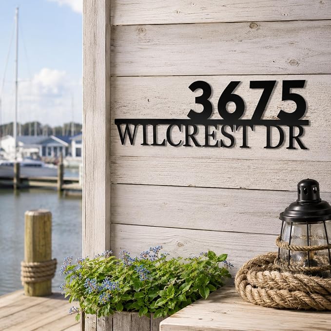 Custom Metal Address Sign Personalized House Number Plaque with Street Name for Front Door Porch Entryway Driveway Garden Patio House Exterior Decor Gift