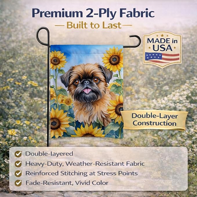 Caroline's Treasures DAC6041GF Brussels Griffon in Sunflowers Garden Flag Mailbox Flag Decorative Yard Flag Banner Outside Patio Artwork Yard Flower Beds, Garden Size, Multicolor