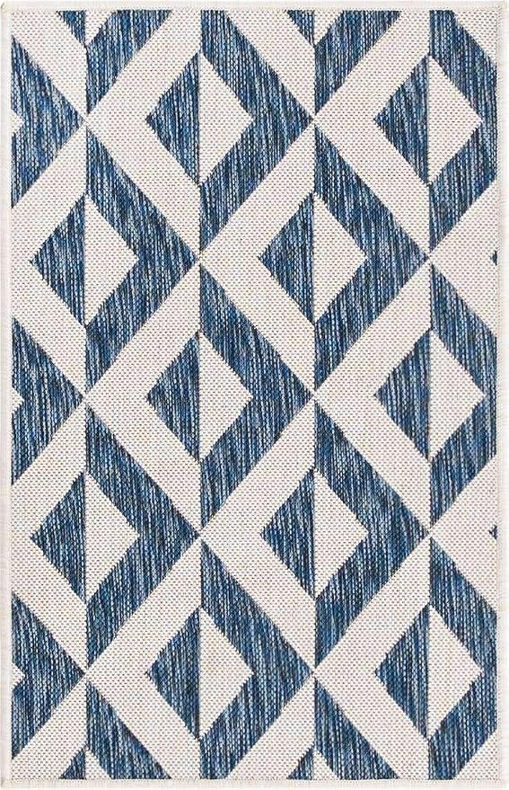 Unique Loom Outdoor Collection Area Rug - Napa (2' x 3' 1' Rectangle, Blue/ Ivory)